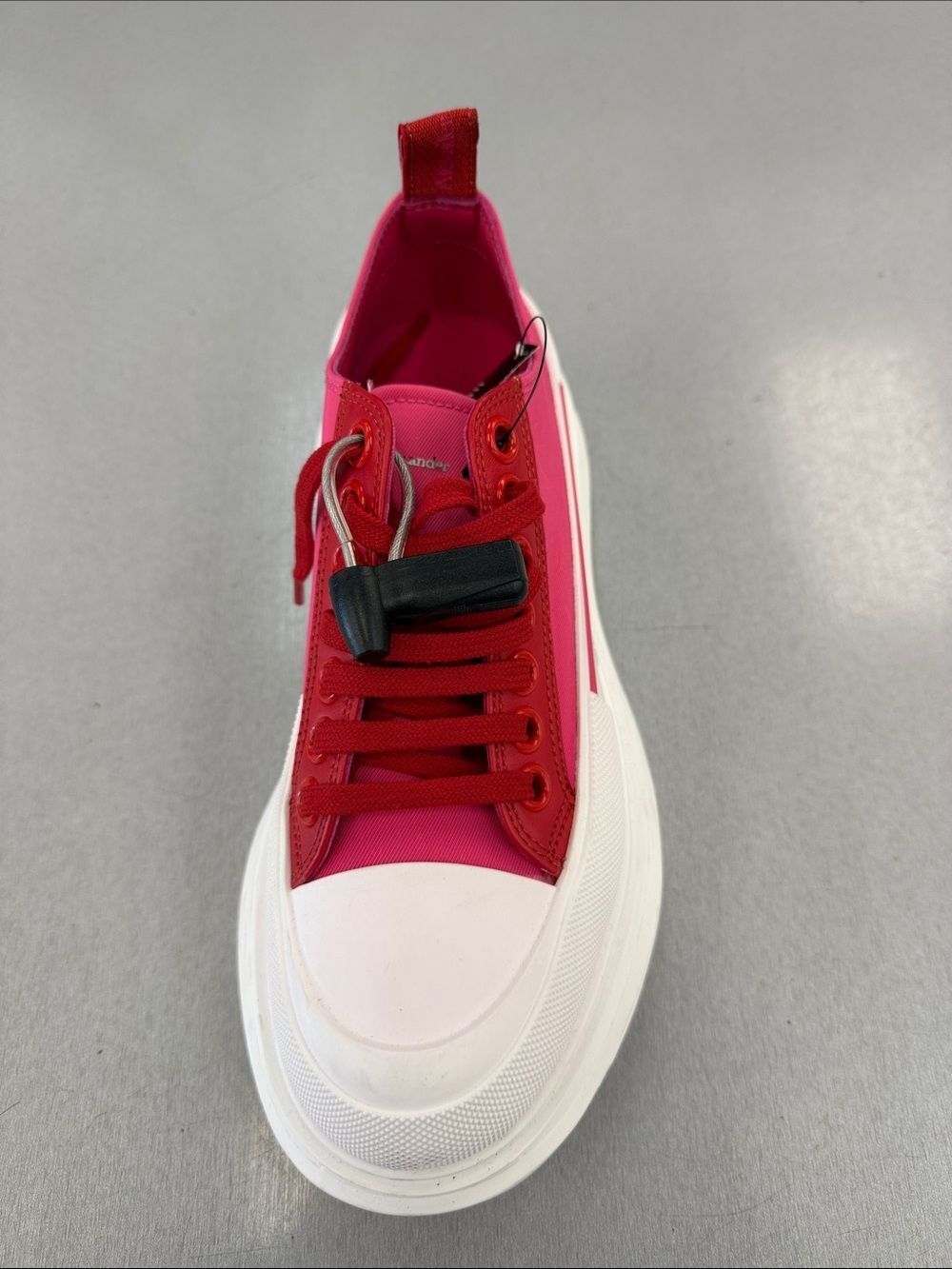 Alexander McQueen Red and White Platform Lace-Up Sneaker